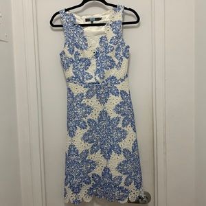 White and Blue embroidered dress